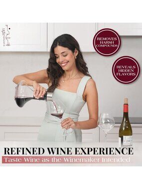 Premium Hand-Blown Lead Glass Crystal Wine Decanter & Integrated Aerator